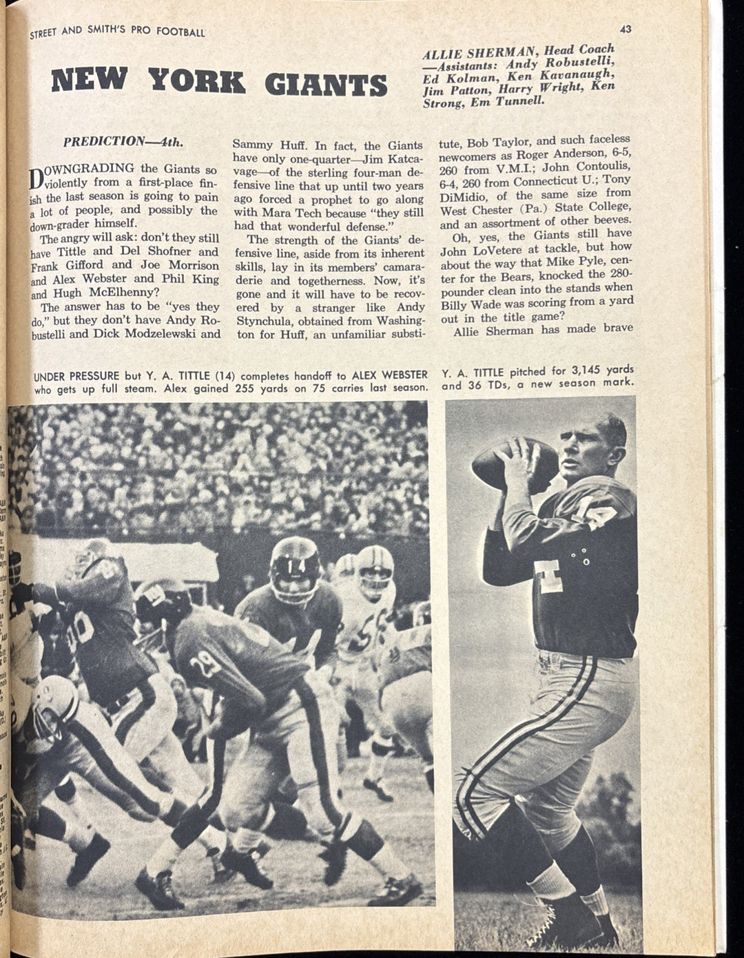1964 Street And Smiths Yearbook Football Jim Katcavage