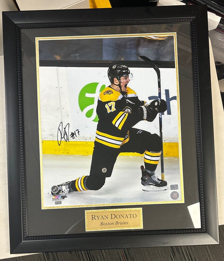 Ryan Donato Signed Framed 16x20 New England Picture Boston Bruins