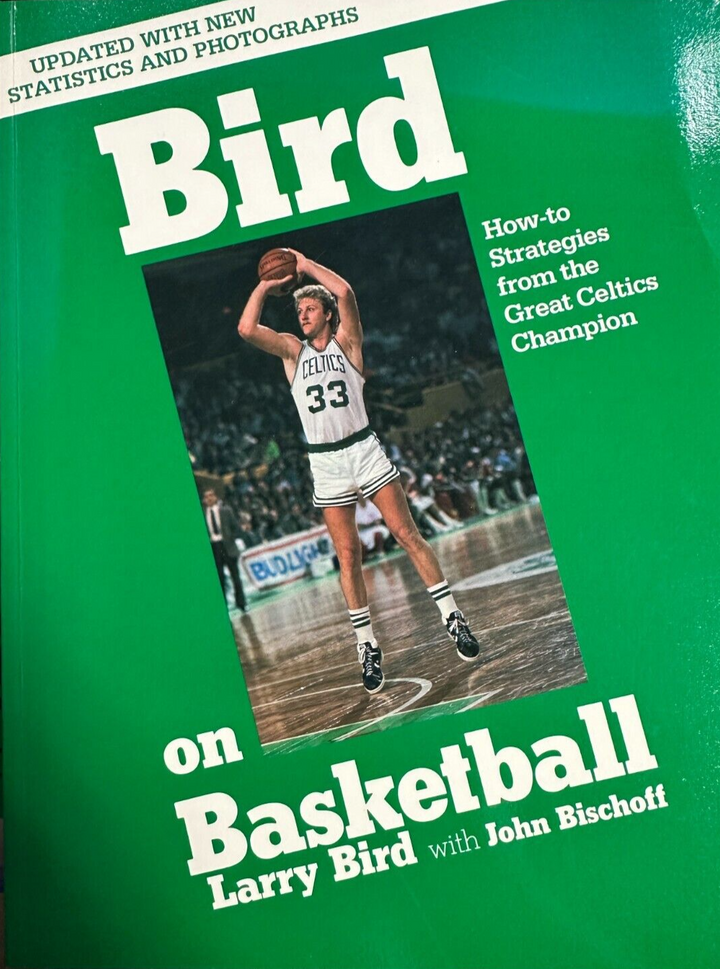 Larry Bird Autographed on Basketball Book W/ John Bischoff Boston Celtics