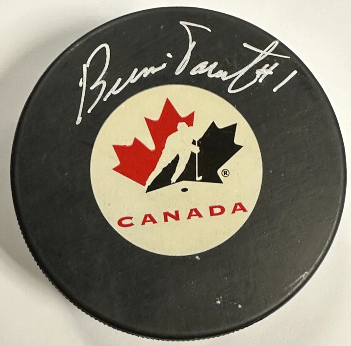 Bernie Parent Autographed Team Canada Puck HOF BAS