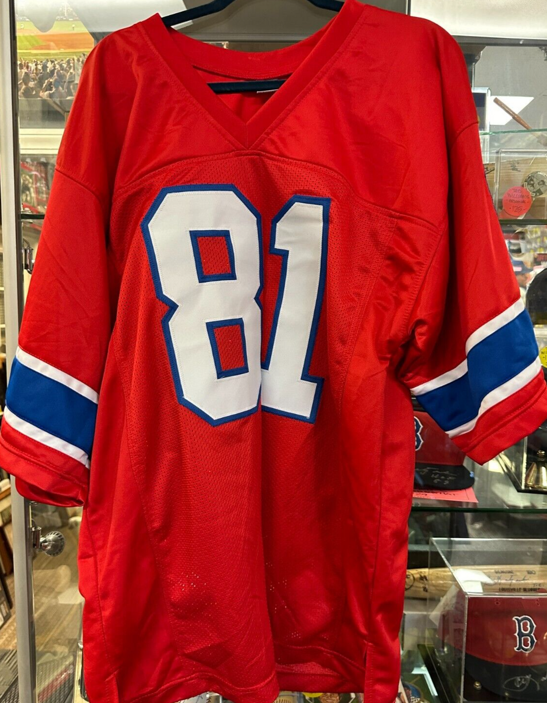 Russ Francis Autographed New England Patriots Replica Red Jersey JSA