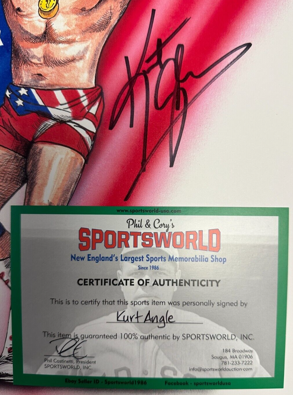 Kurt Angle Autographed 11x14 Original Lithograph WWE WWF