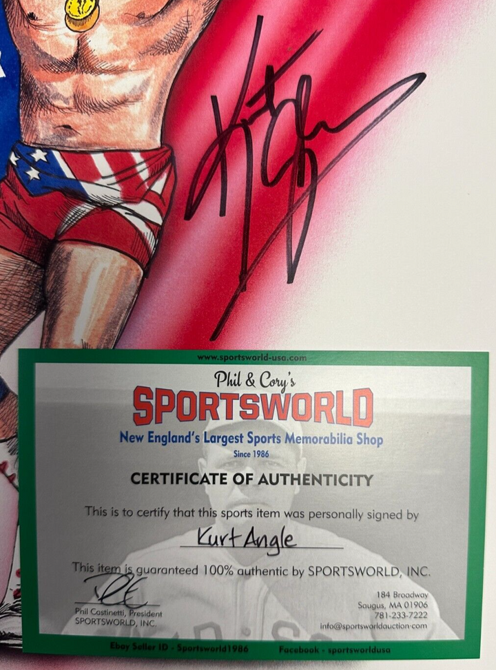 Kurt Angle Autographed 11x14 Original Lithograph WWE WWF