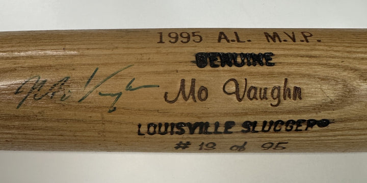 Mo Vaughn Autographed 1995 AL MVP Commemorative Bat 13/95 Red Sox