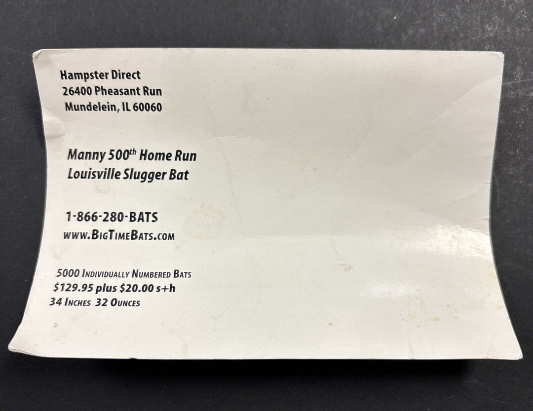 Louisville Slugger Manny Ramirez 500th HR Commemorative Bat Red Sox 321/5000
