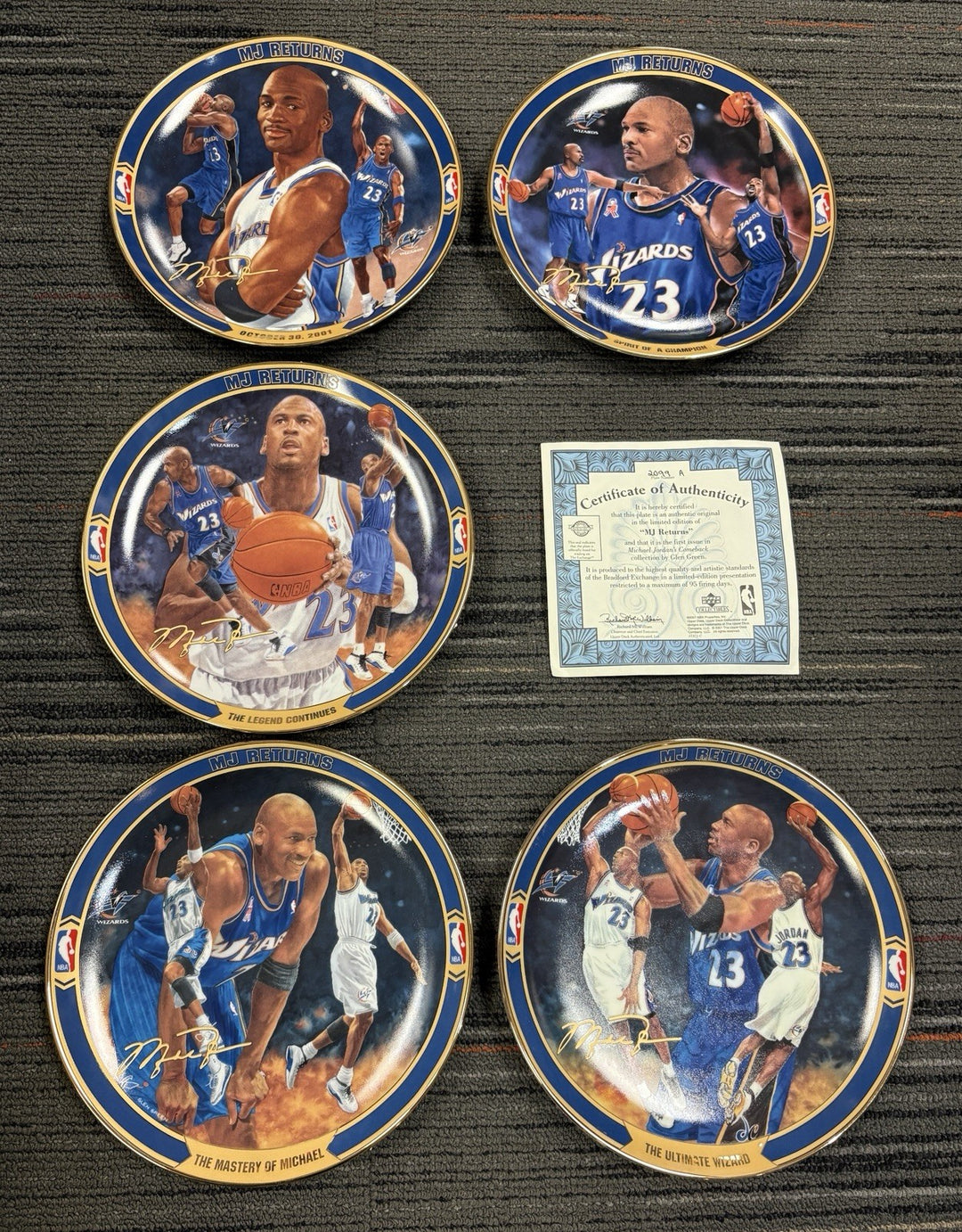 Michael Jordan Upper Deck Comeback Porcelain Plate Set Of 5