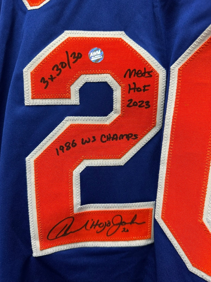 Howard Johnson Autographed New York Mets Custom Jersey W 3x 30/30 Mets HOF 2023
