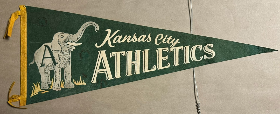 Vintage 1950's Kansas City Athletics A's Full Size Felt Pennant