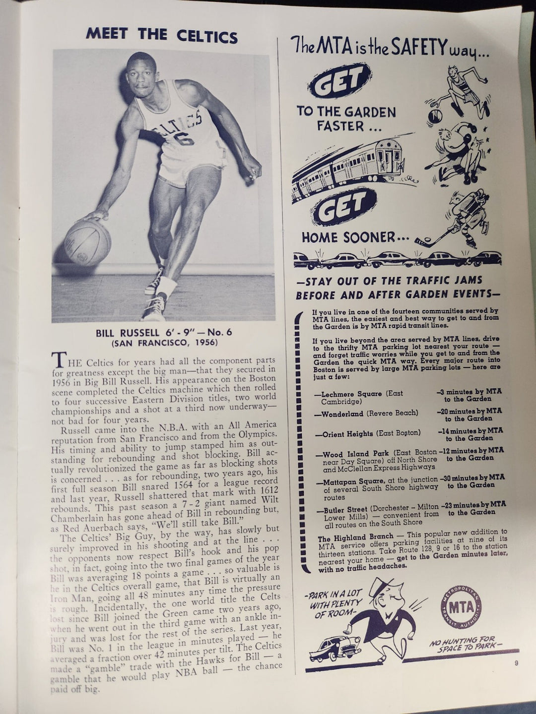1960 NBA Finals Boston Celtics Vs. St. Louis Hawks Program Game 2 March 29, 1960