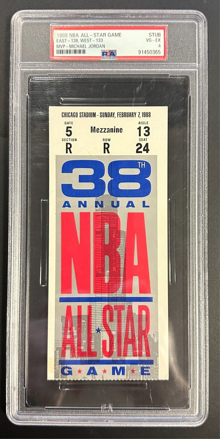 1988 NBA All-Star Game Ticket Stub Michael Jordan 1st AS MVP PSA 4 VG-EX