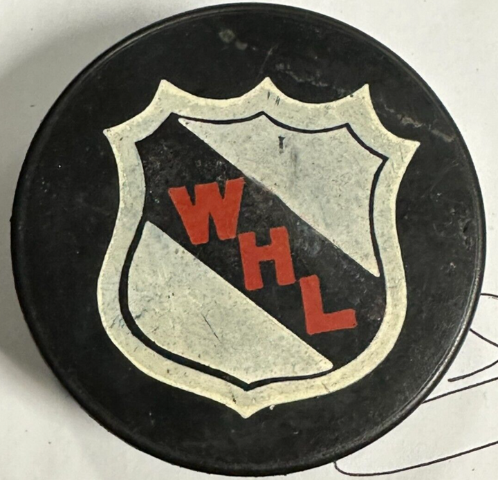 1980's Medicine Hat Tigers Game Used Puck WHL Jim Harrison Personal Collection