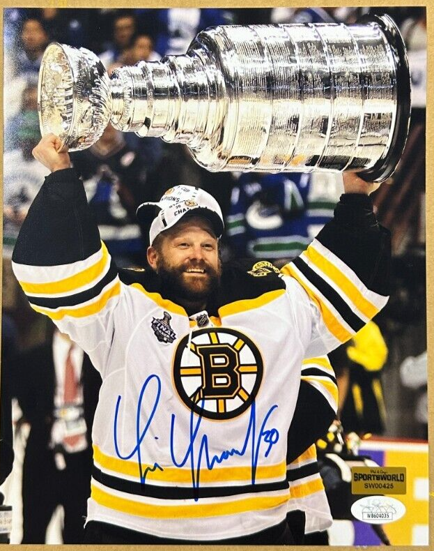 Tim Thomas Autographed 8x10 Boston Bruins W/ Stanley Cup Photo JSA