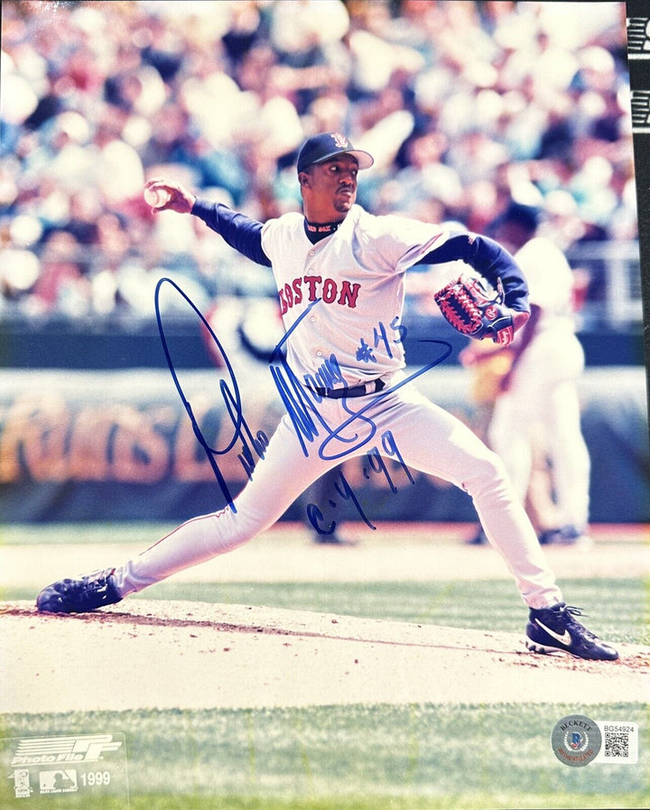 Pedro Martinez Autographed 8x10 Photo W/ CY 99 Insc BAS HOF Red Sox