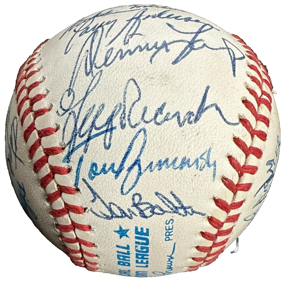 1990 Boston Red Sox Team Autographed Baseball Clemens Boggs Boddicker