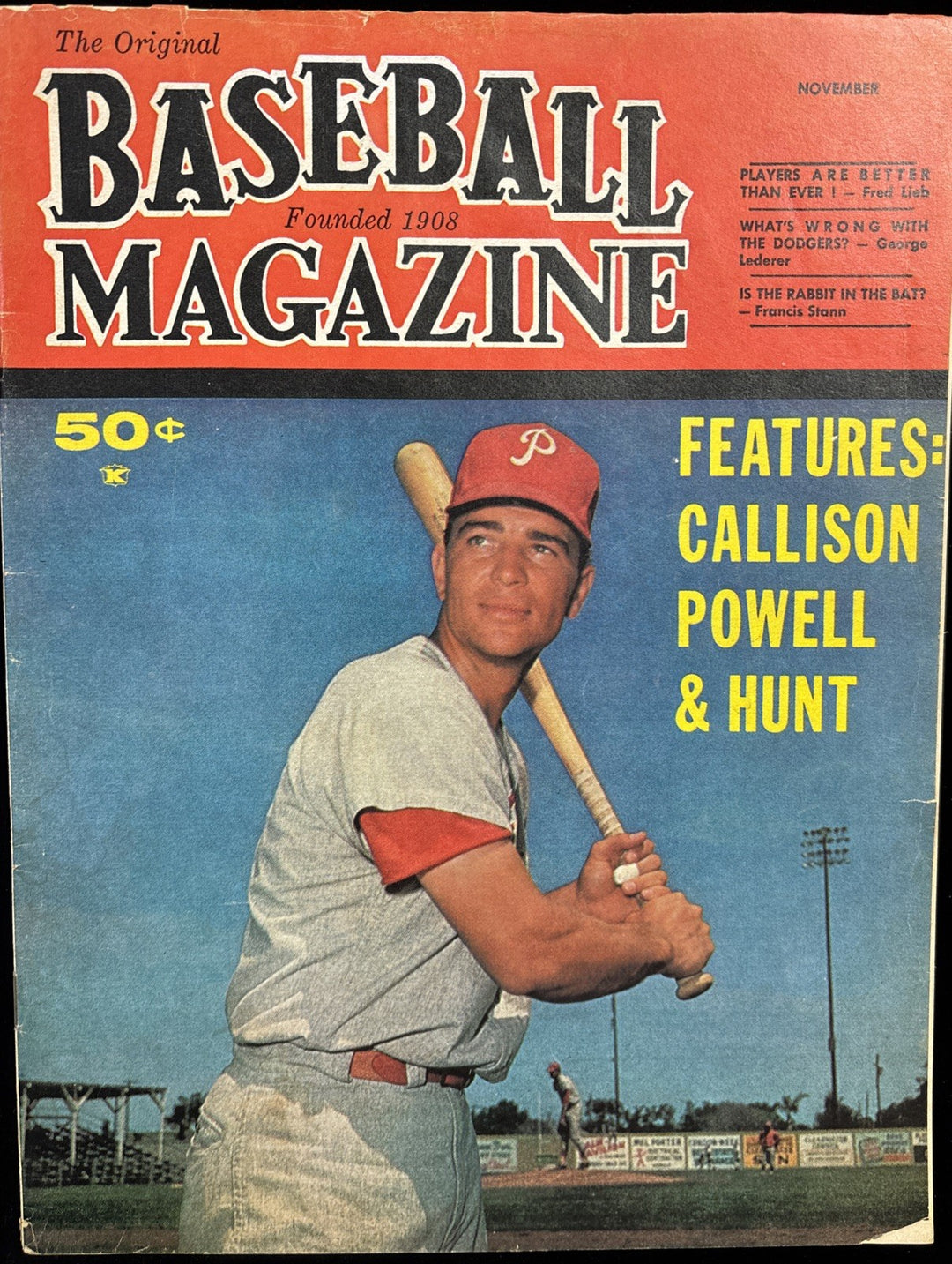 The Original Baseball Magazine November 1964 Issue w/ Callison Powell & Hunt