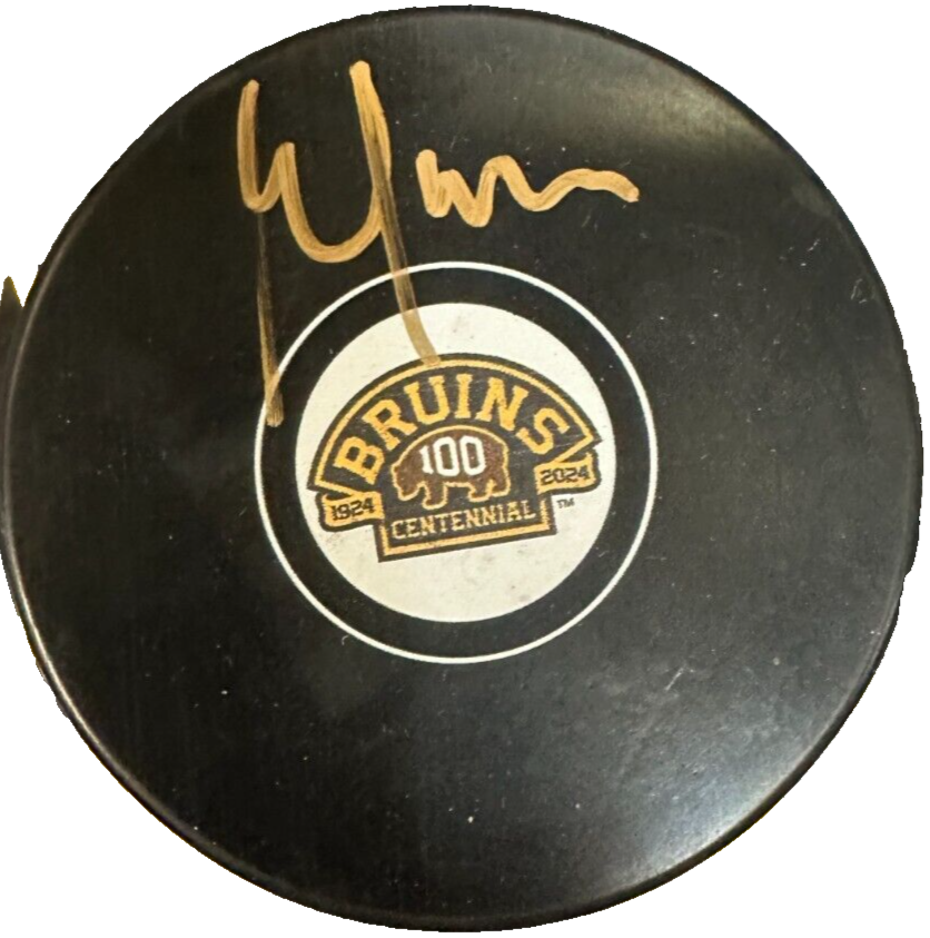 Guy LaRose Autographed Boston Bruins 100th Anniversary Puck NHL