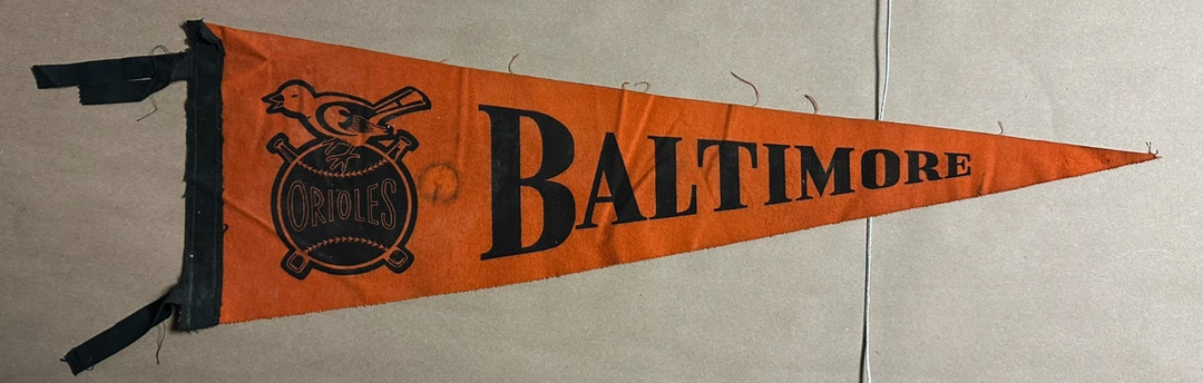 Vintage 1950's Baltimore Orioles Felt Pennant Memorial Stadium