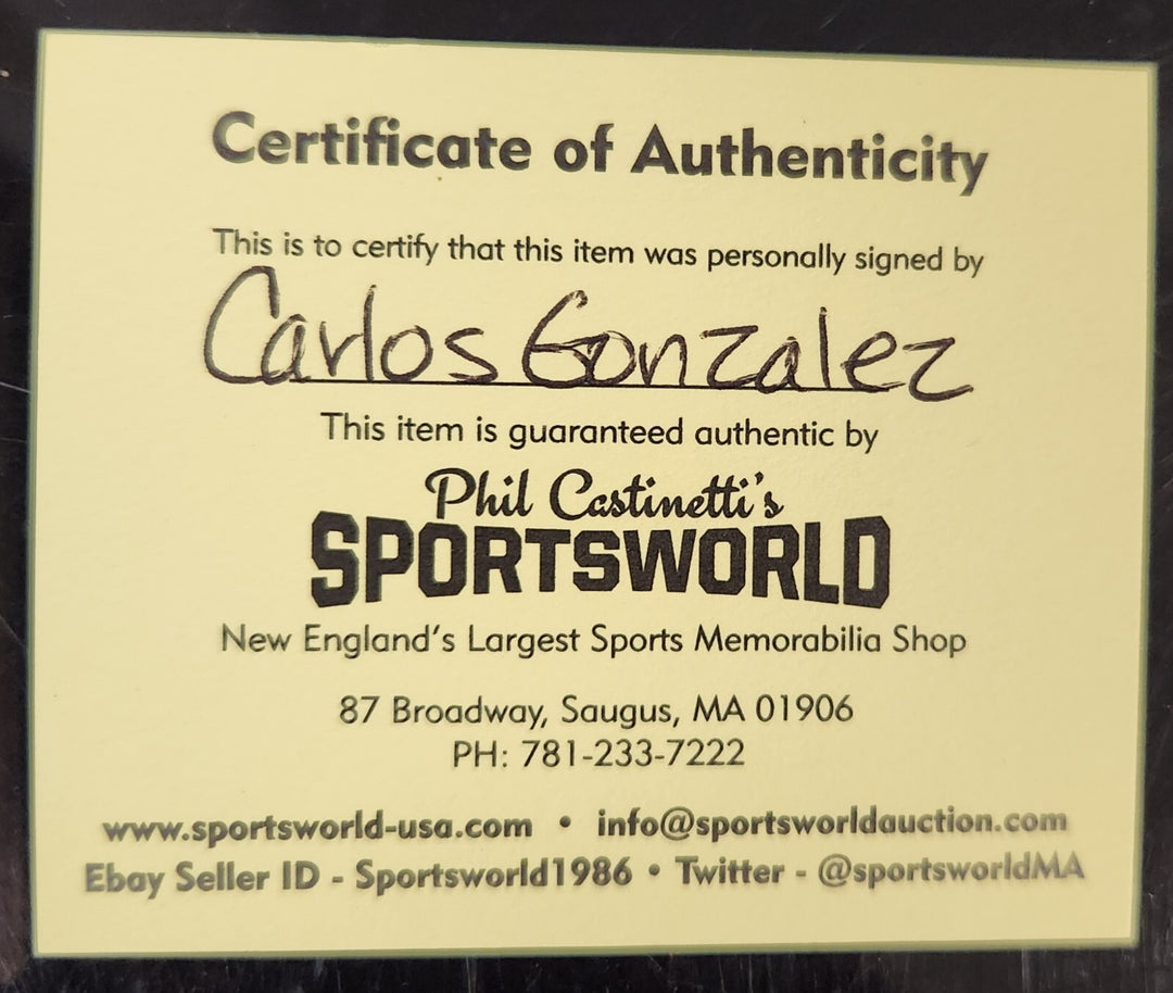 Carlos Gonzalez Signed Major League Baseball Colorado Rockies SGC COA