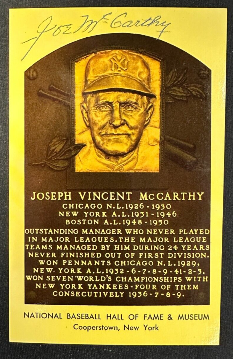 Joe McCarthy Autographed MLB Hall Of Fame Postcard Senators Yankees BAS