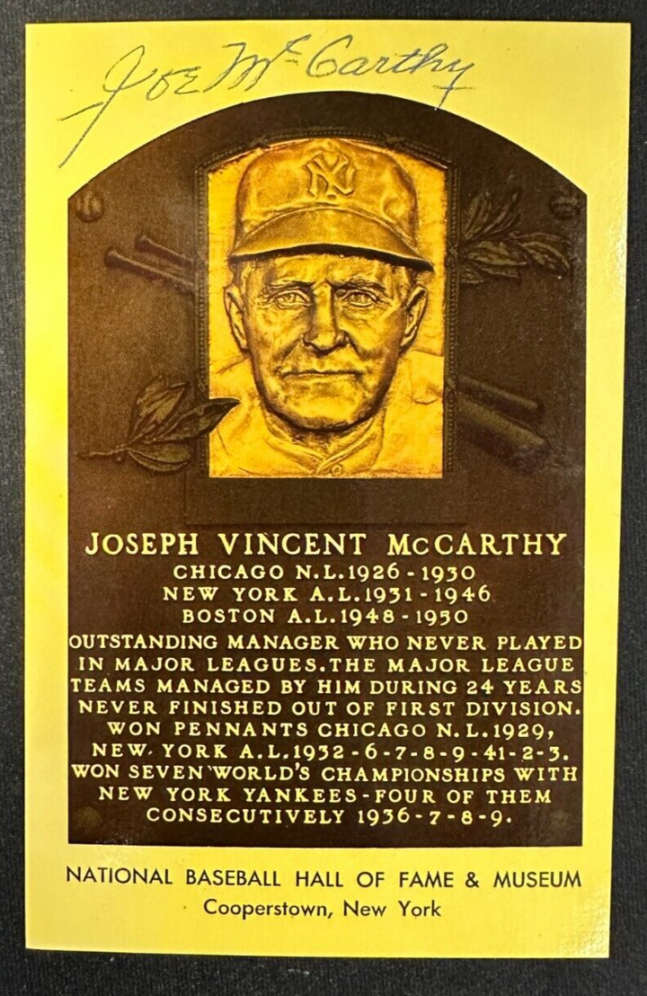 Joe McCarthy Autographed MLB Hall Of Fame Postcard Senators Yankees BAS