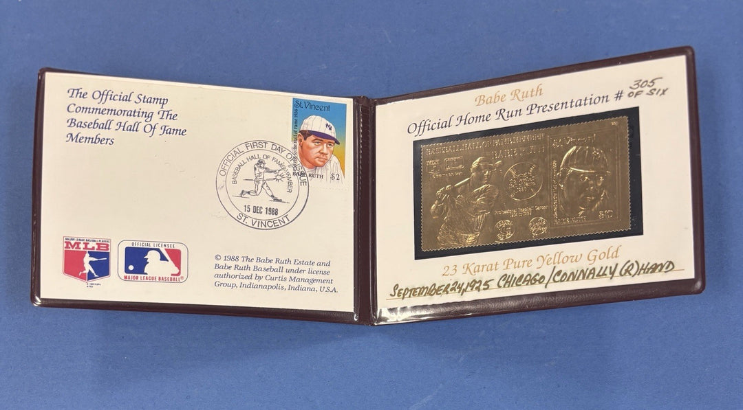Babe Ruth Hall of Fame Baseball Legends 23 Karat Pure Yellow Gold Stamp