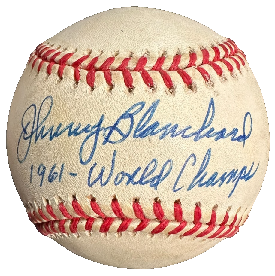 Johnny Blanchard Autographed ONL Baseball W/ 1961 World Champs Insc