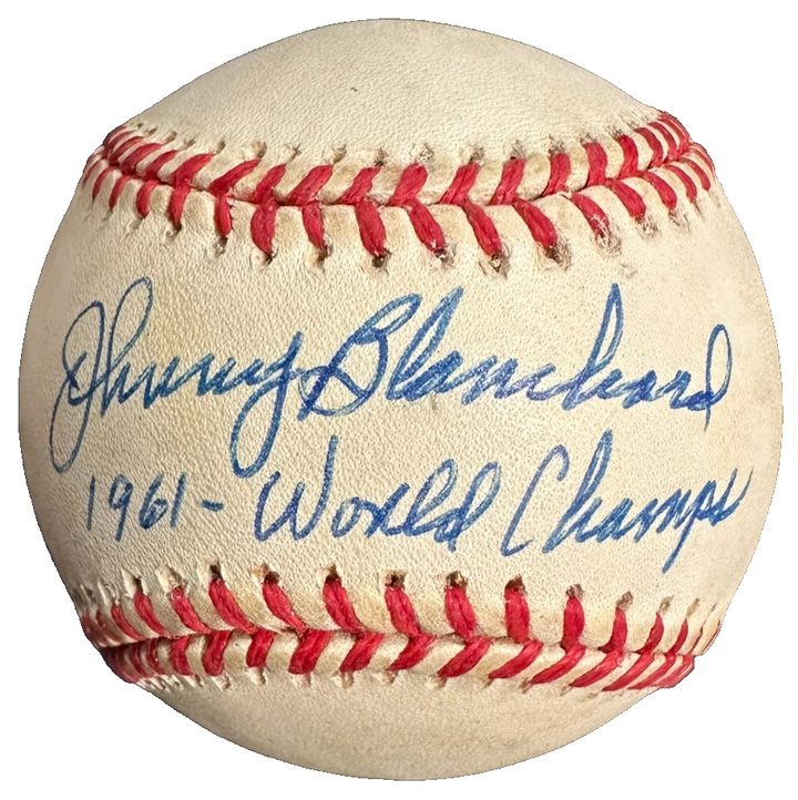 Johnny Blanchard Autographed ONL Baseball W/ 1961 World Champs Insc