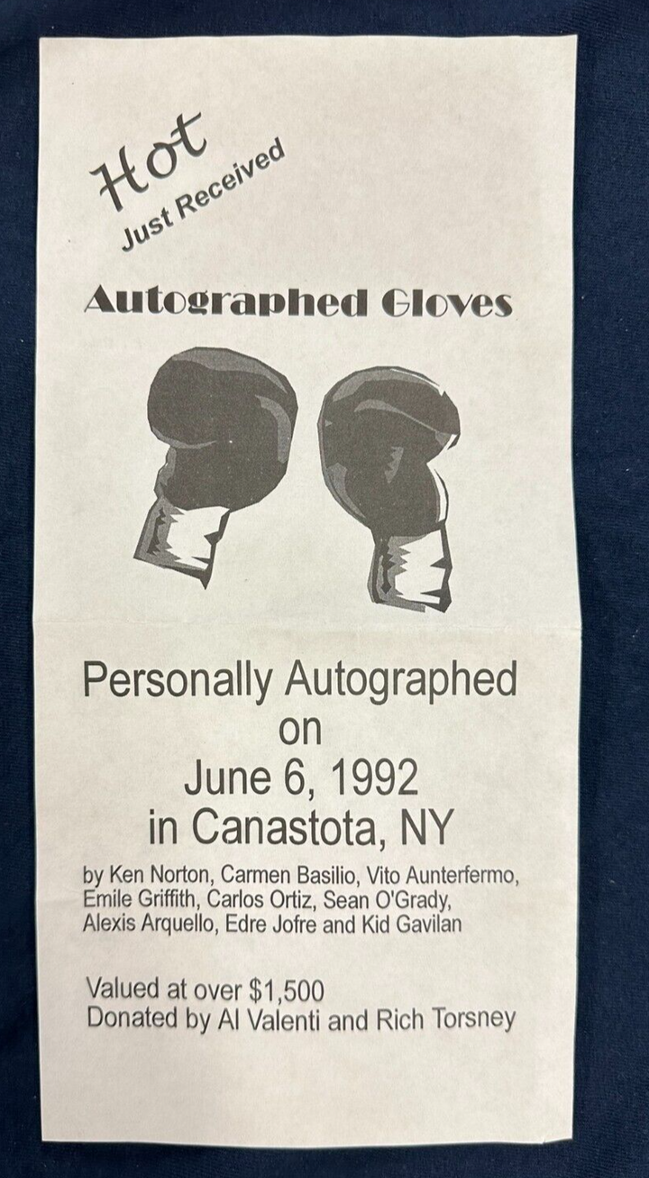 Norton Basillio Antuofermo Arquello Jofre Gavilan Griffith Signed Boxing Gloves