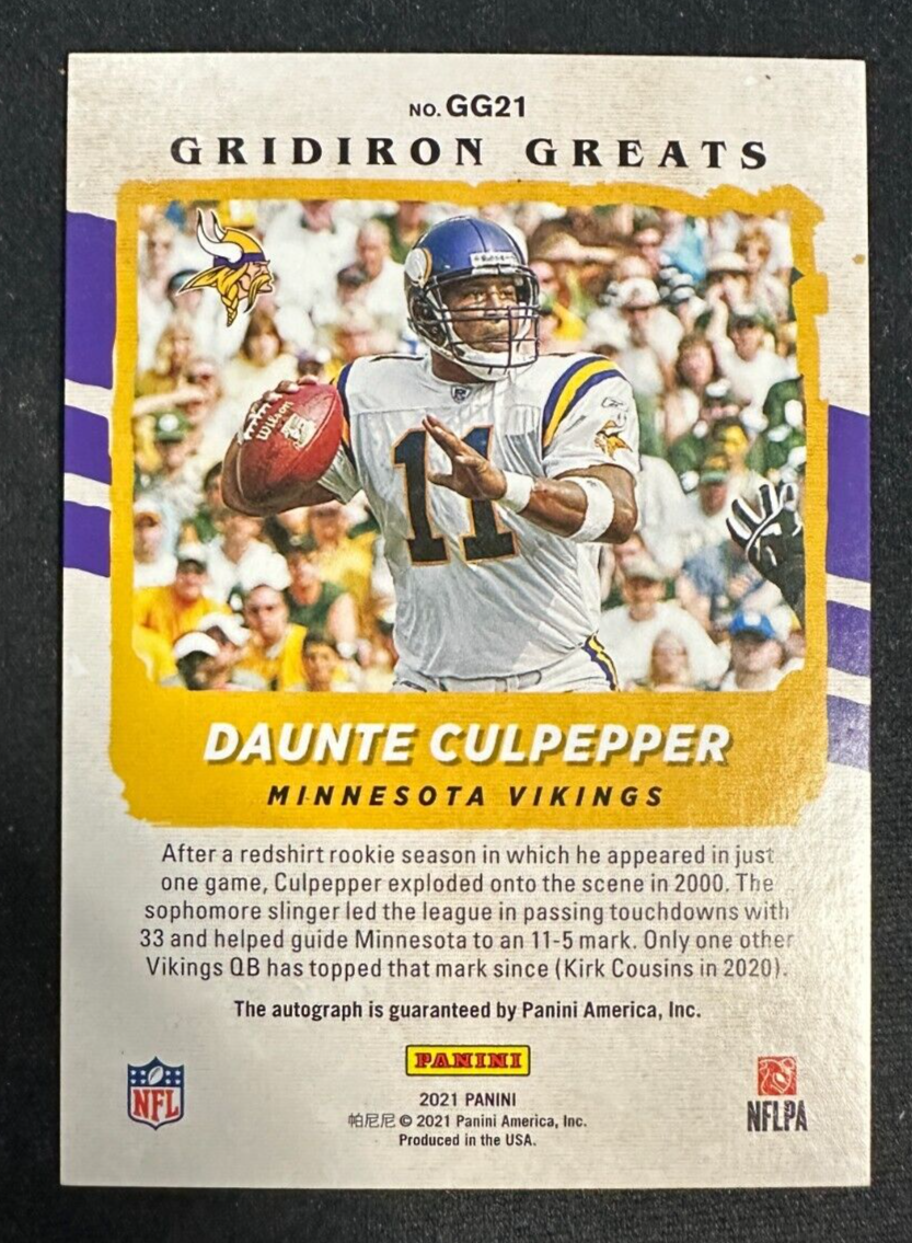 2023 Panini Legacy Gridiron Greats Daunte Culpepper Autographed Card #GG21