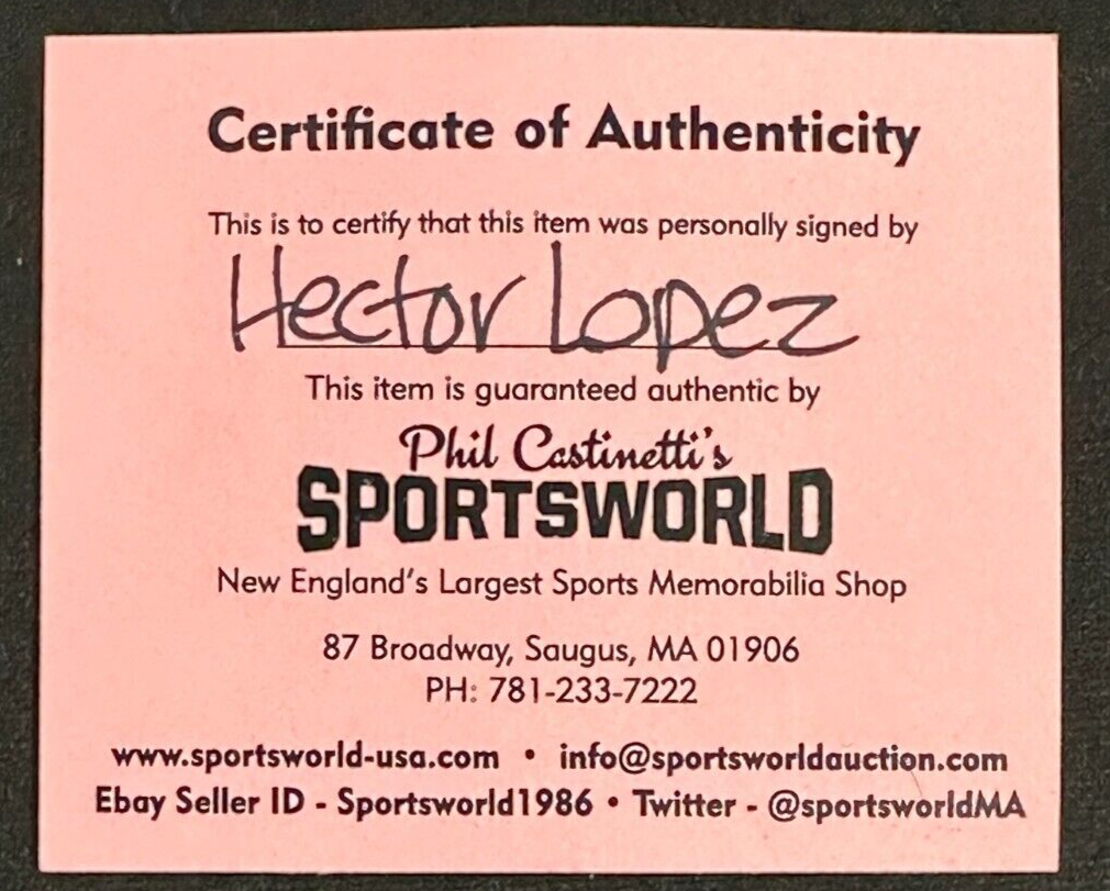 Hector Lopez Autographed Gene Budig American League Baseball W/ 1961 WS Champs
