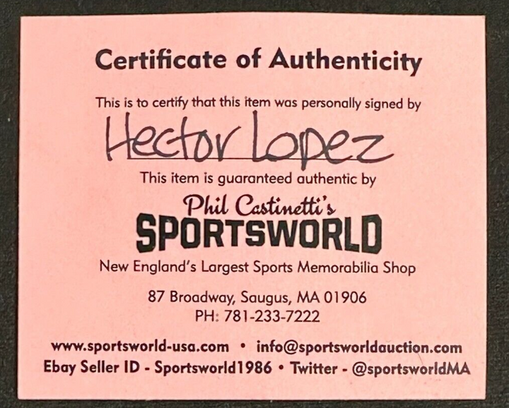 Hector Lopez Autographed Gene Budig American League Baseball W/ 1961 WS Champs