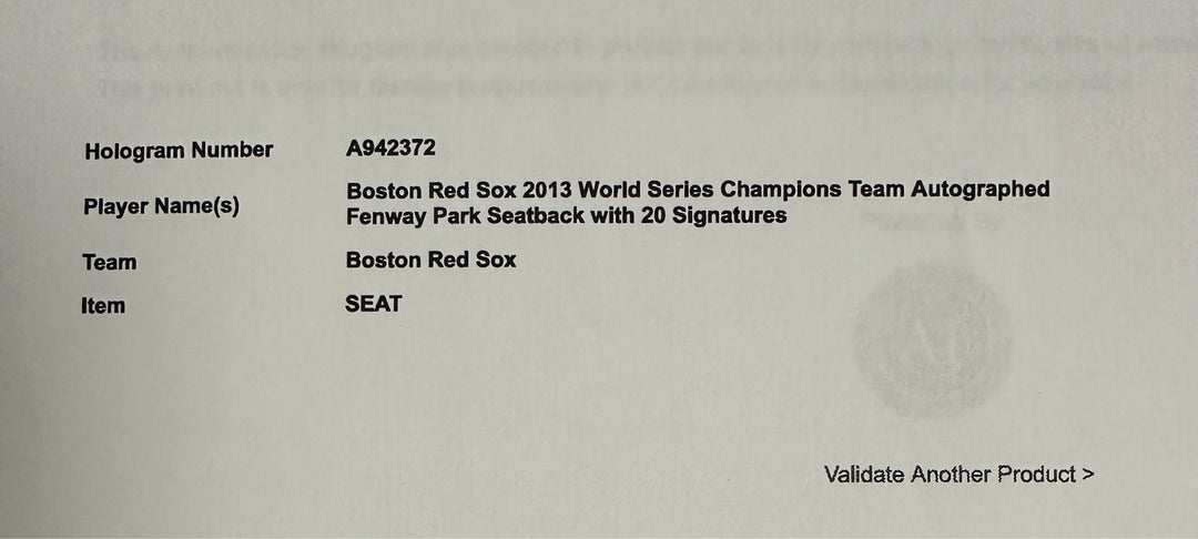 2013 Boston Red Sox World Series Champs Team Signed Fenway Seatback Fanatics
