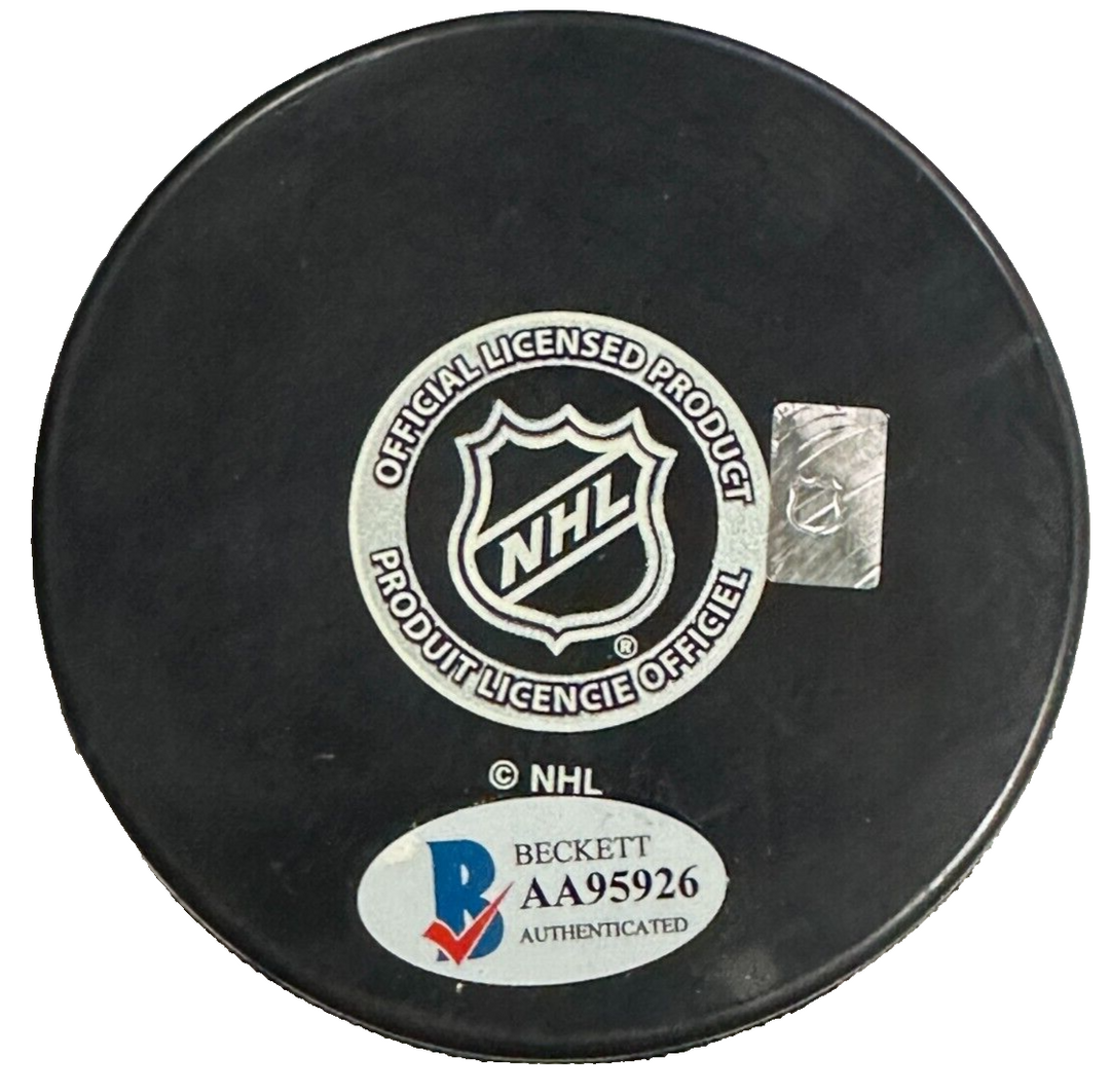 Stan Jonathan & Pierre Bouchard Autographed Bruins Hockey Puck BAS Canadiens