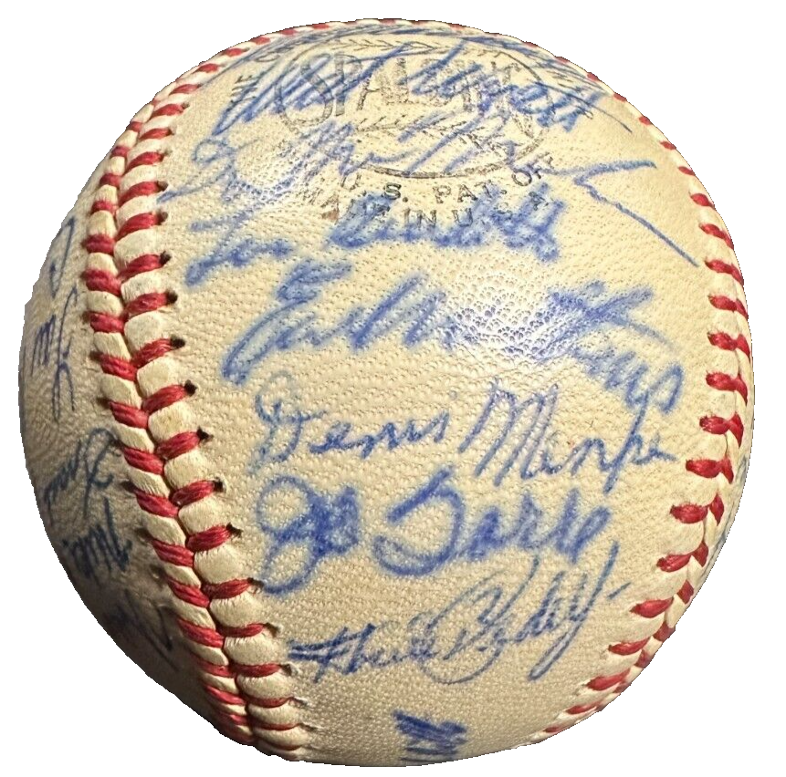 1962 Milwaukee Braves Team Autographed Baseball Aaron Spahn Mathews Uecker Torre