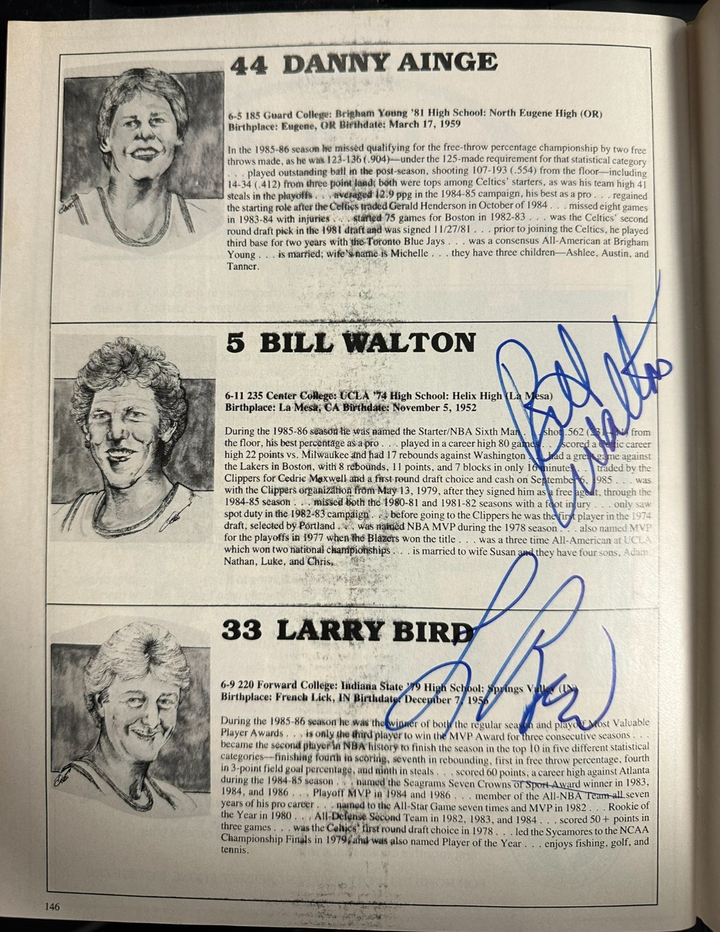 1986-87 Celtics & Bucks Team Signed Program Bird DJ KC Jones Havlicek Sikma