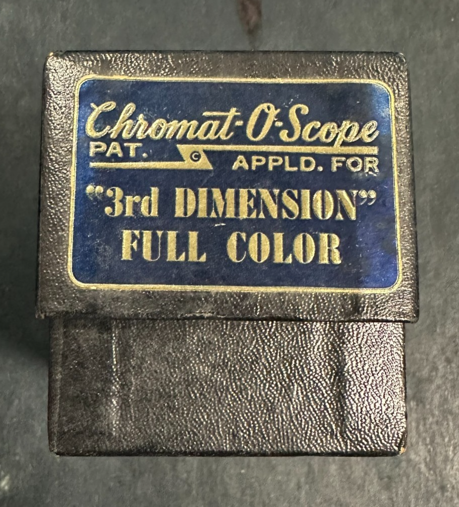 Vintage 1940s Chromat-O-Scope 35mm Single Slide Wood Viewer Original Box