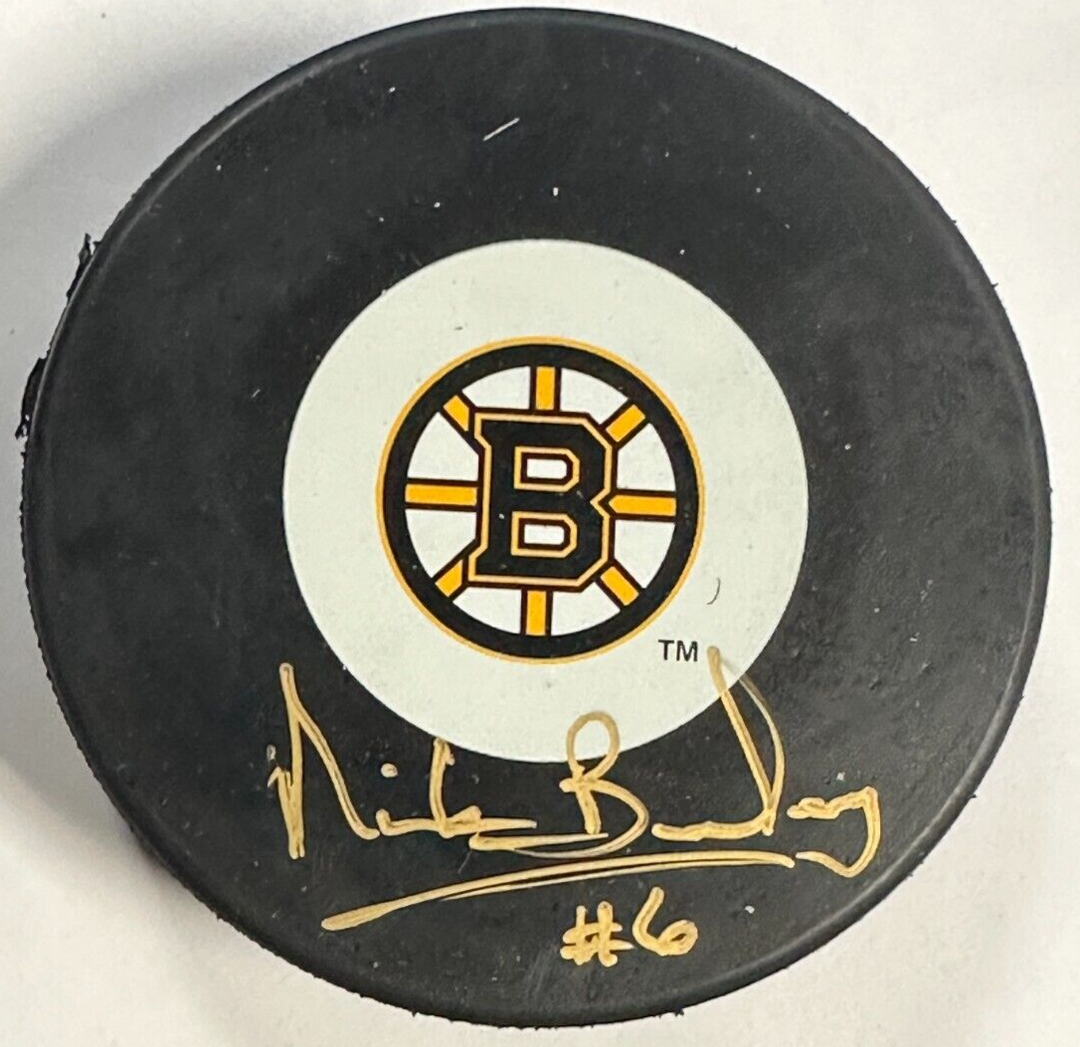 Nick Beverly Autographed Boston Bruins Hockey Puck BAS