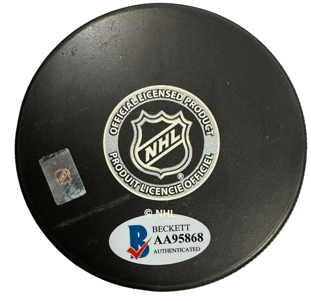Norm Johnson Autographed Boston Bruins Hockey Puck BAS