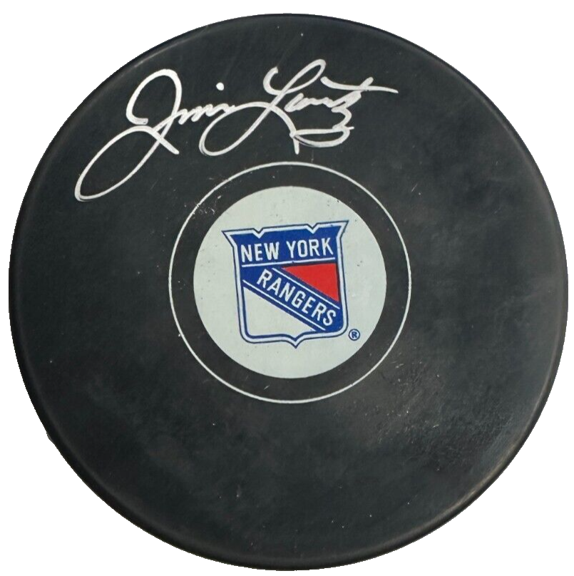 Jim Lorentz Autographed New York Rangers Hockey Puck NHL