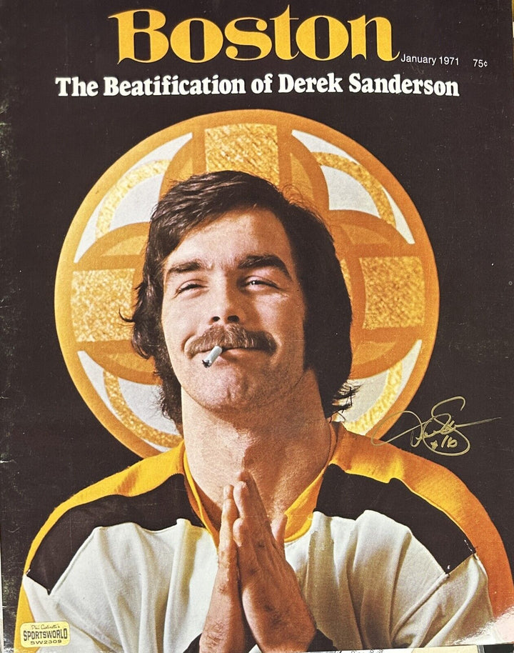 Derek Sanderson Autographed 11x14 1971 Boston Magazine Cover Photo