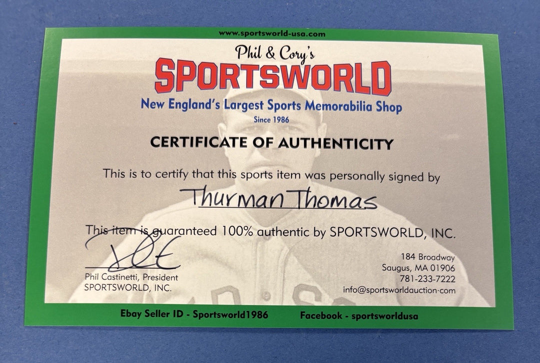 Thurman Thomas HOF Signed Wilson Football Buffalo Bills Sportsworld COA