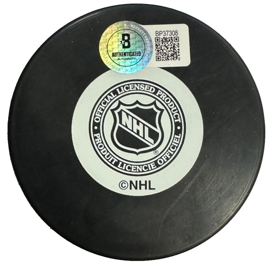 Borje Salming Autographed Toronto Maple Leafs Puck W/ HOF 96 NHL BAS