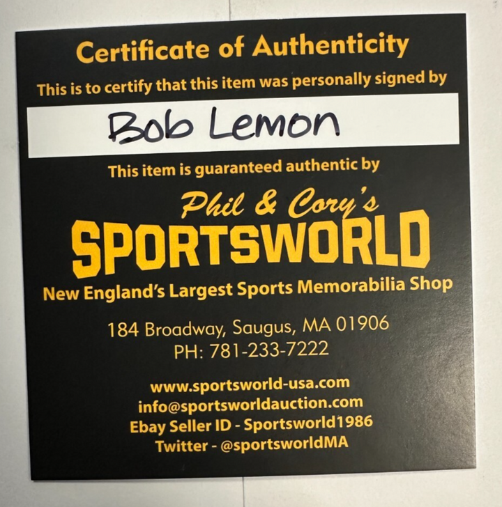 Bob Lemon Autographed Vintage Cleveland Indians 4x6 Photo HOF