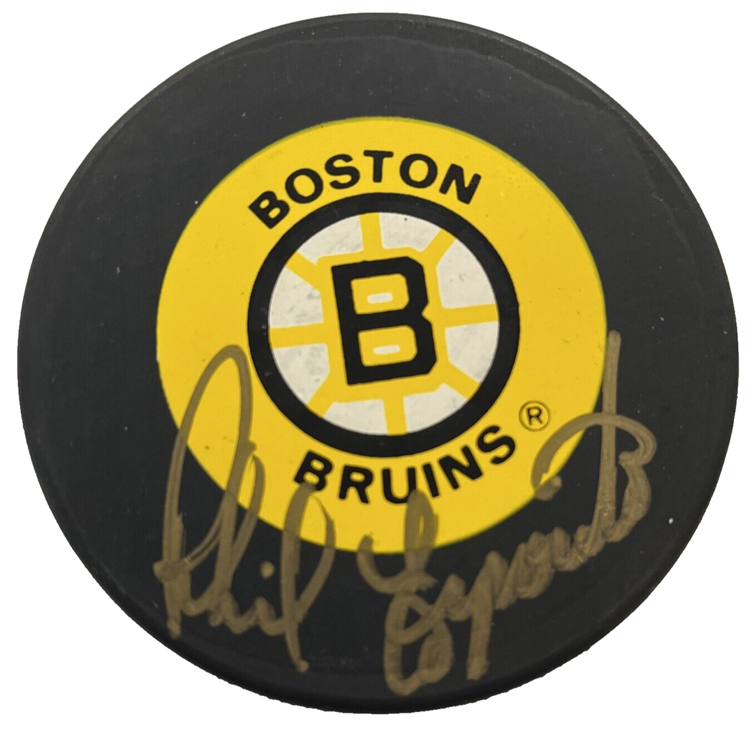 Phil Esposito Autographed Boston Bruins Hockey Puck HOF NHL
