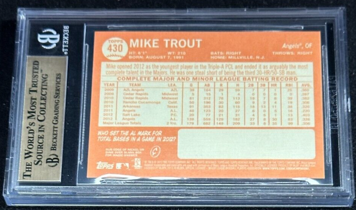 2013 Topps Heritage Mike Trout All-Star Rookie SP Card #430A BGS 9.5