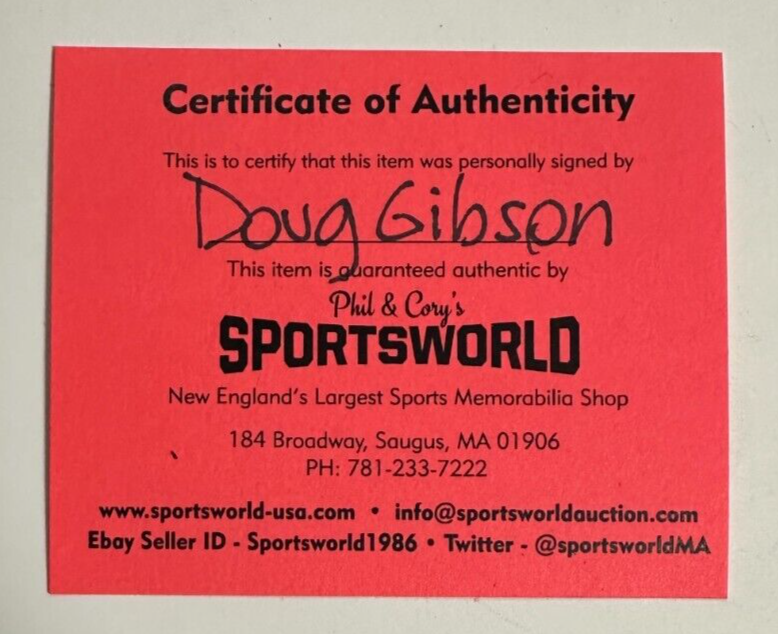 Doug Gibson Autographed Boston Bruins Hockey Puck NHL