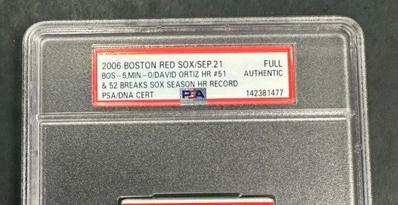 David Ortiz Signed 2006 Red Sox Single Season Home Run Record Full Ticket PSA
