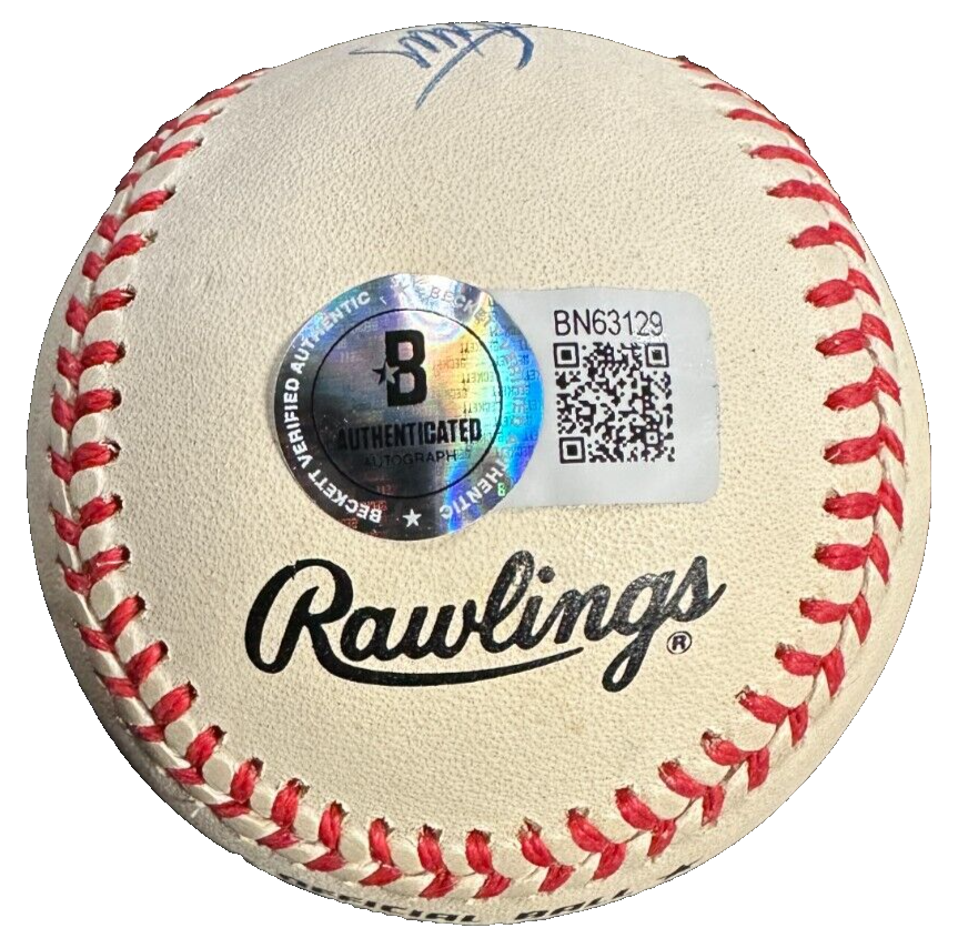 Eddie Mathews Autographed Official National League Baseball W/ 512 HR Insc BAS