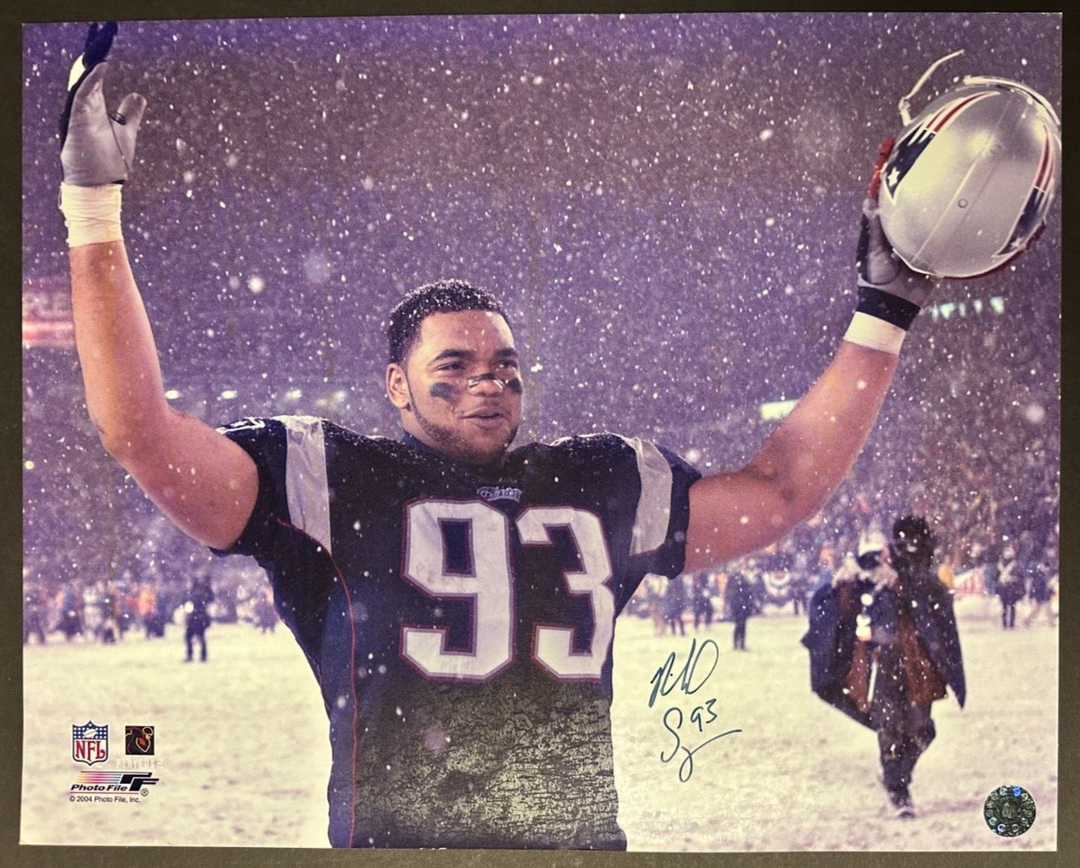Richard Seymour Autographed 16x20 Photo New England Patriots Snow Bowl