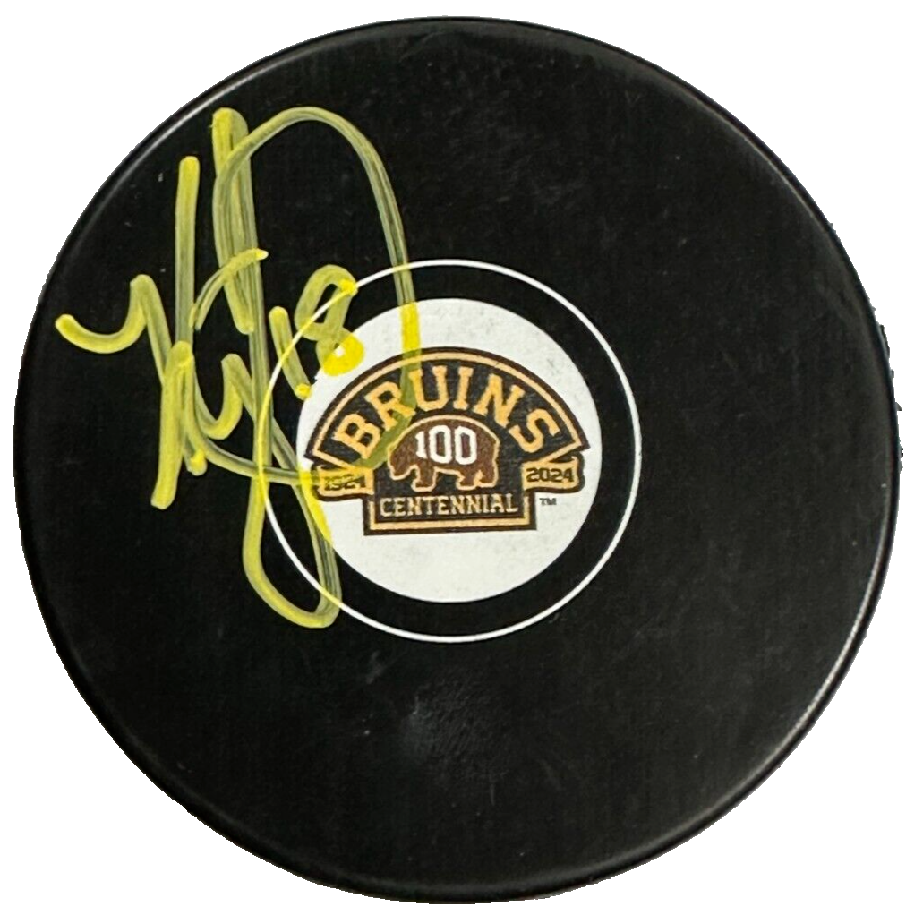 Kyle McLaren Boston Bruins Puck 100th Anniversary Hockey Puck COA